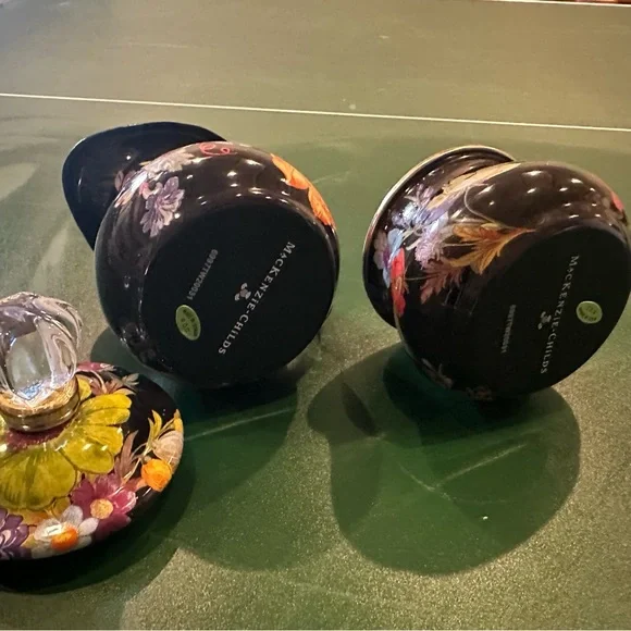 Mackenzie-Child’s Floral Black metal cream and sugar Set - Picture 3 of 4